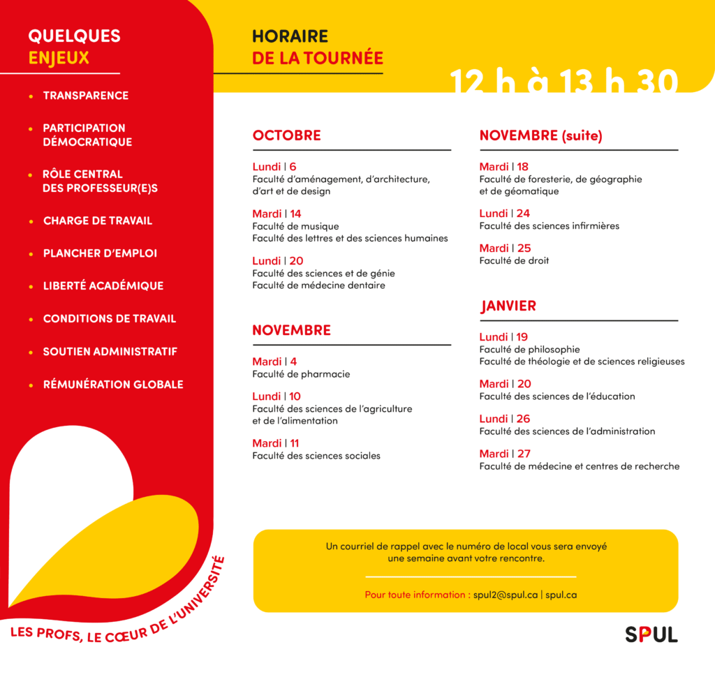 Nos enjeux et horaire de la tournée